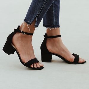 Lulus Harper Black Suede Ankle Strap Heels